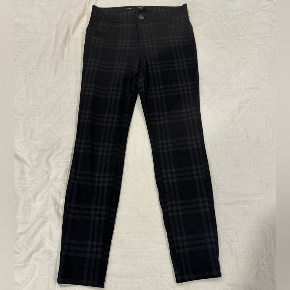 Chic Black Plaid Ankle Pants